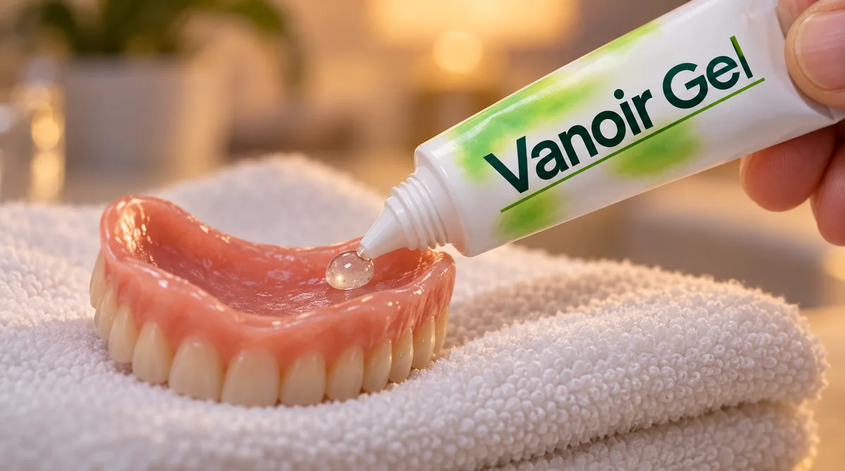 One pea-sized bead of Vanoir Gel on the inside of a dry lower plate